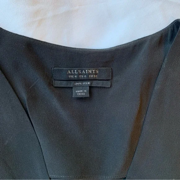 All Saints Black Silk Dress size 0 - Picture 9 of 9